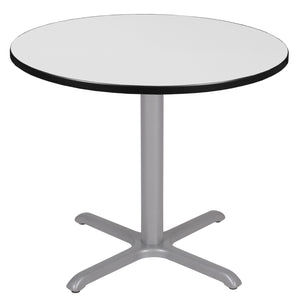 Cain 42" Round X-Base Breakroom Table, 29" Dining Height