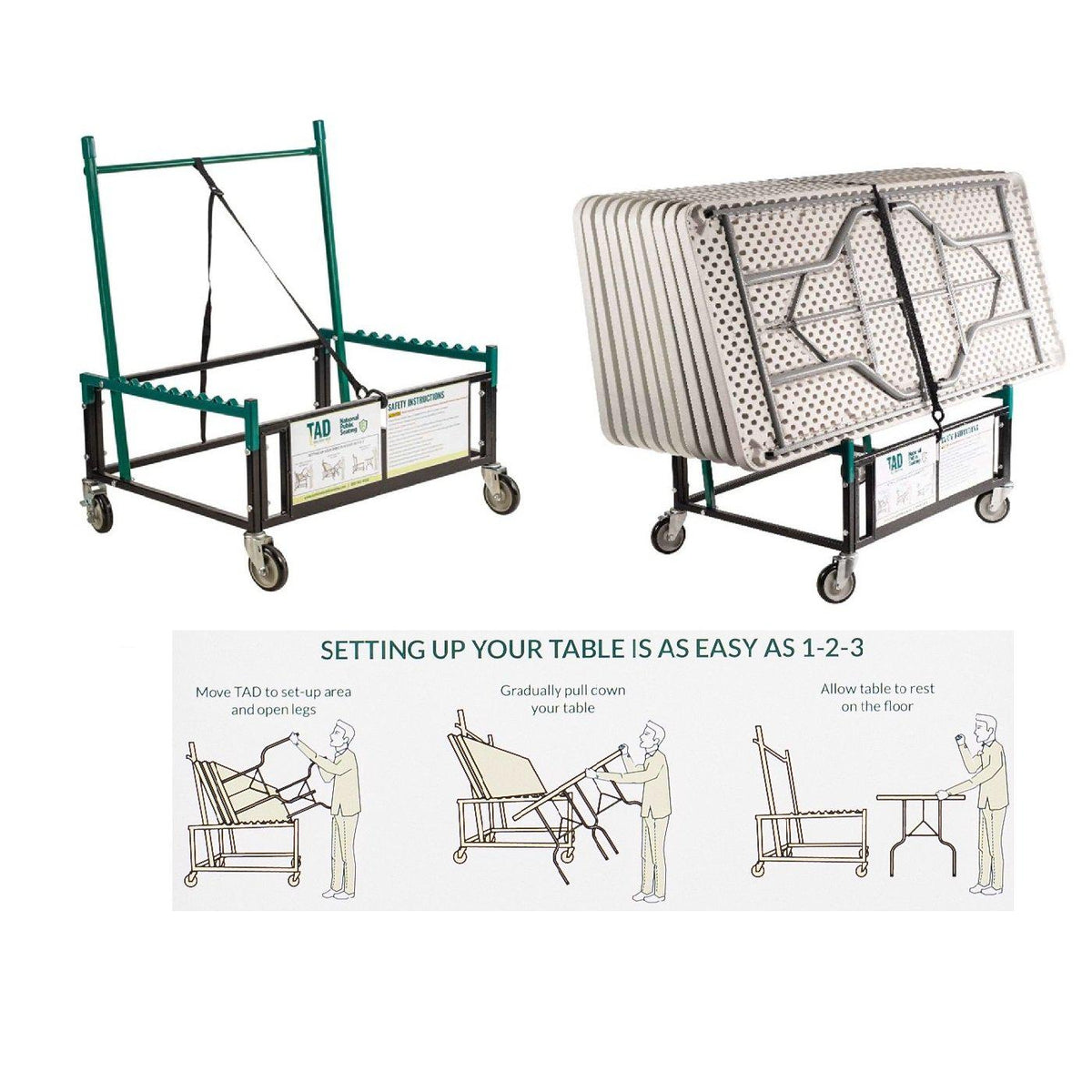 National Public Seating TAD Table Assist Folding Table Dolly