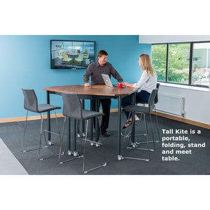Muzo Tall Kite® Standing Height Mobile Dry-Erase Flip-Top Folding/Nesting Table, Boat End, 51" W x 29.5" D
