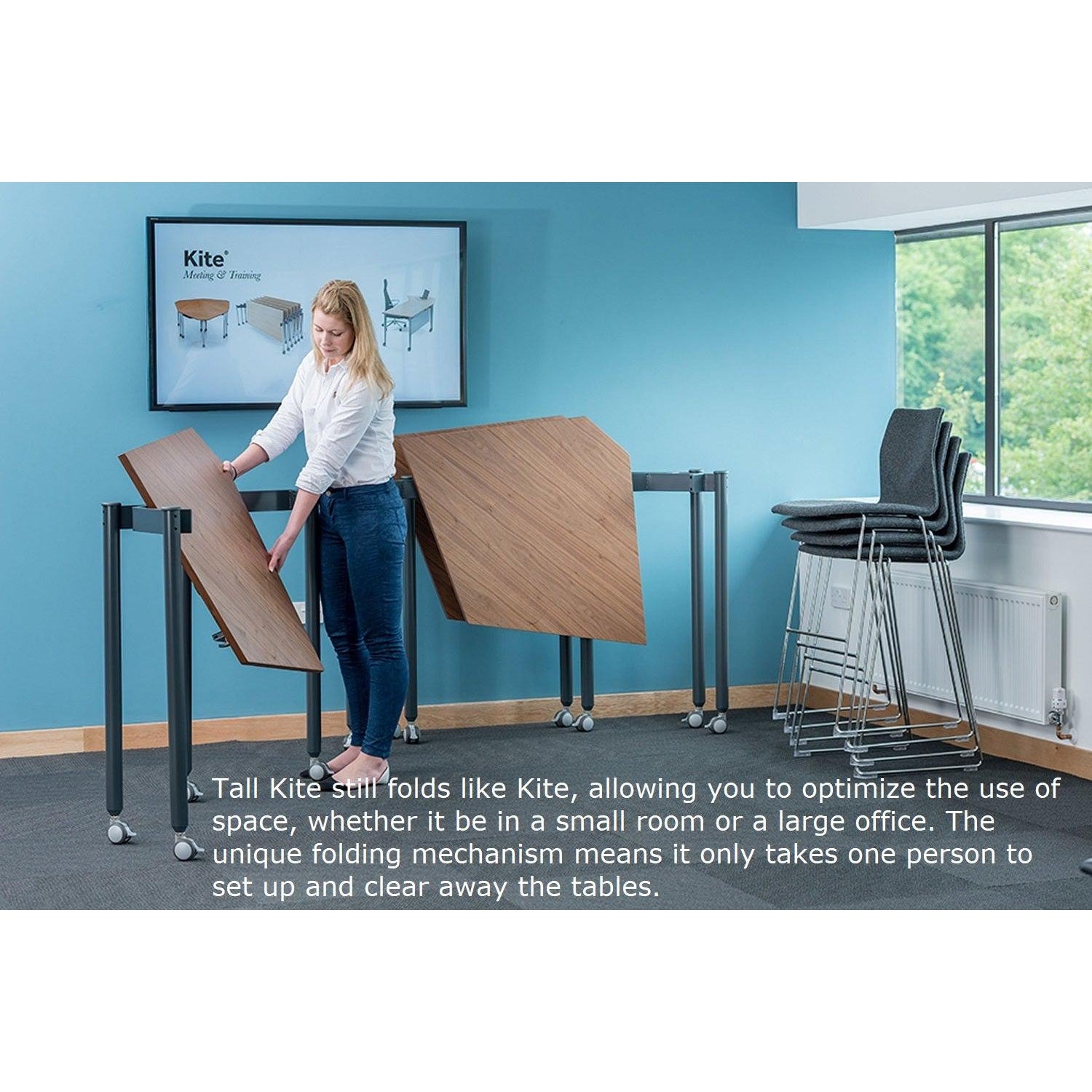 Kite Table Muzo Tall Kite® Standing Height Mobile Flip-Top Folding/Nesting Table ...