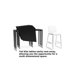 Muzo Tall Kite® Standing Height Mobile Dry-Erase Flip-Top Folding/Nesting Table, Semi-Circle, 59" W x 29.5" D