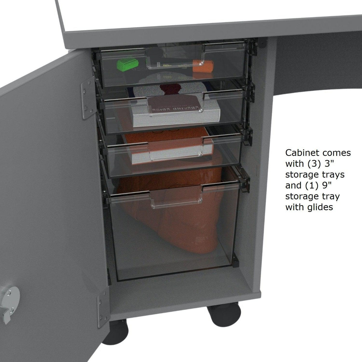 Single Cabinet Mobile Teacher's Desk, Left Side Cabinet