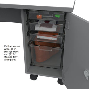 Single Cabinet Mobile Teacher's Desk, Right Side Cabinet
