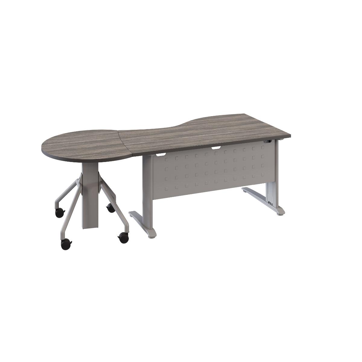 Teacher CSW Mobile Wave Teacher's Desk with Nesting Arriba Podium