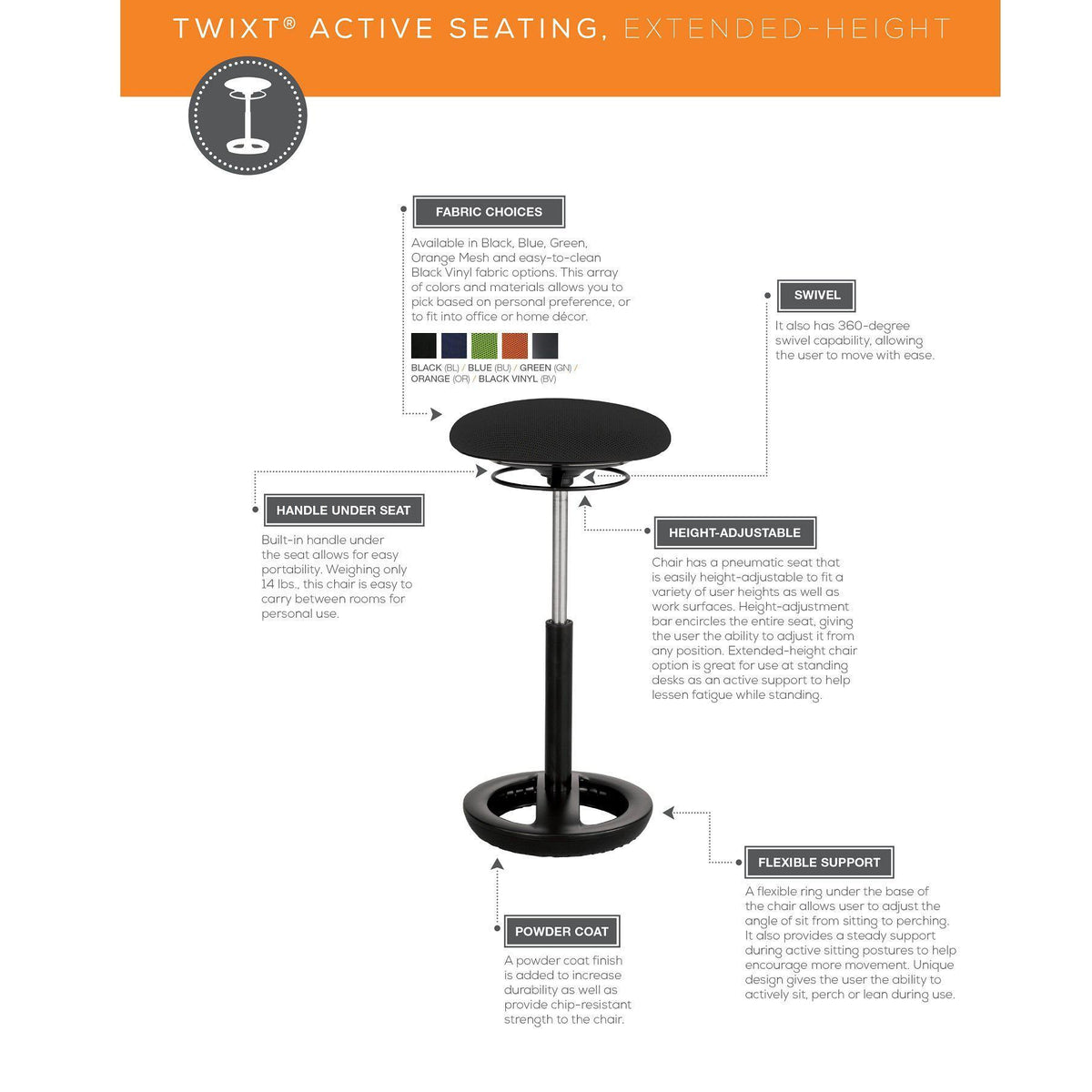 Twixt® Active Seating Perching/Leaning Stool, FREE SHIPPING