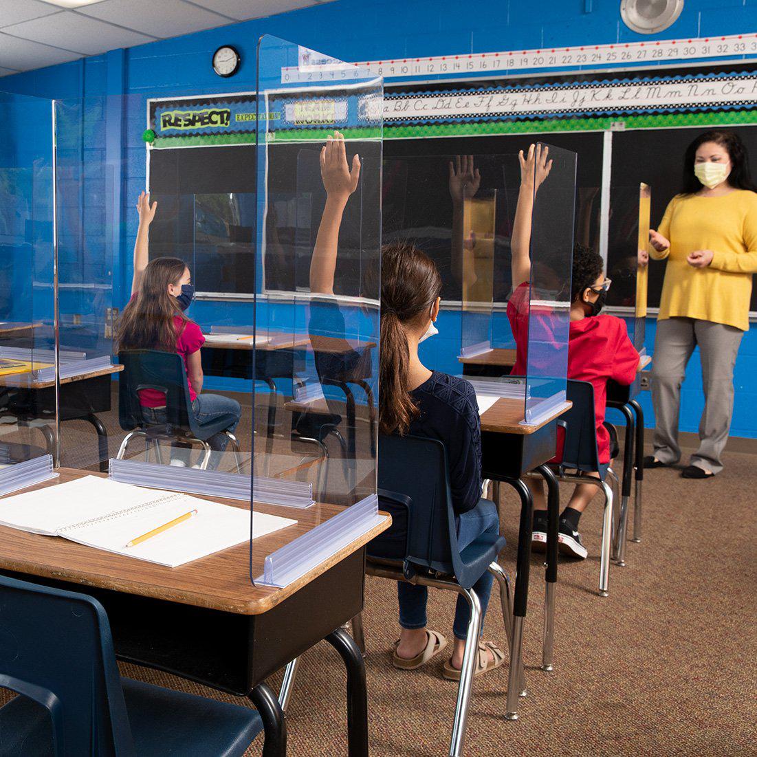 Classroom Bent-Edge Desktop Barrier and Sneeze Guard, 18" W x 14.5" D x 20" H