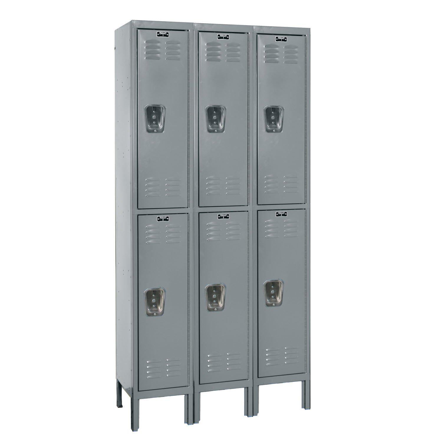 Premium Wardrobe Locker, Double Tier, 12" W x 18" D x 78" H (36" H Openings), Assembled, Three Wide