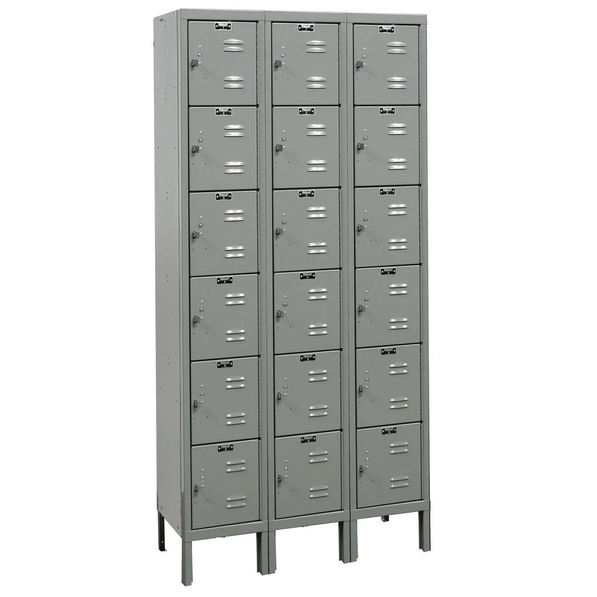 Premium 6-Tier Box Locker, 12" W x 18" D x 78" H (12" H Openings), Assembled, Three Wide