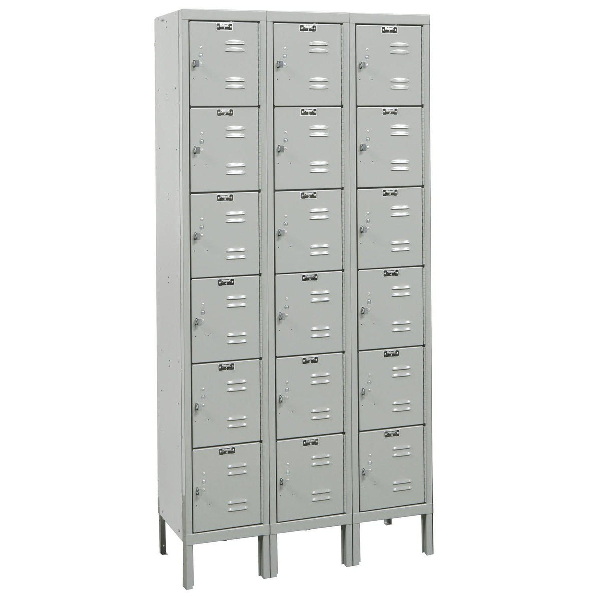 Premium 6-Tier Box Locker, 12" W x 18" D x 78" H (12" H Openings), Assembled, Three Wide