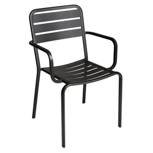 Vista Collection Outdoor/Indoor Stacking Black Aluminum Armchair