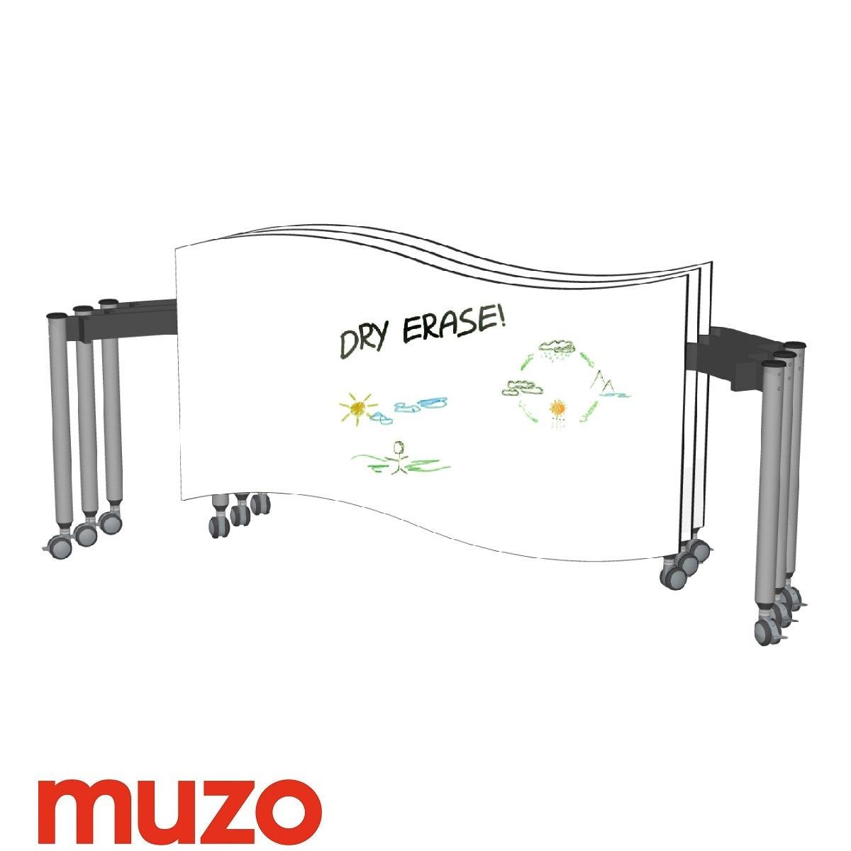 Muzo Kite® Wave Mobile Dry-Erase Flip-Top Folding/Nesting Table, Rectangle, 59" W x 34" D x 29" H