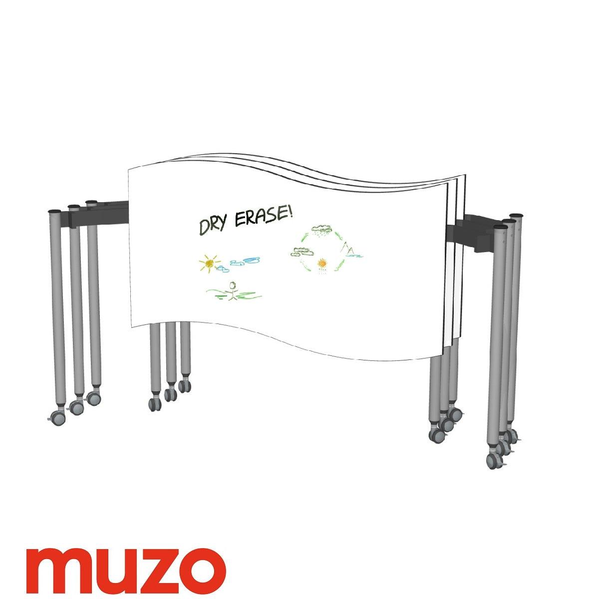 Muzo Tall Kite® Wave Standing Height Mobile Dry-Erase Flip-Top Folding/Nesting Table, Rectangle, 59" W x 34" D