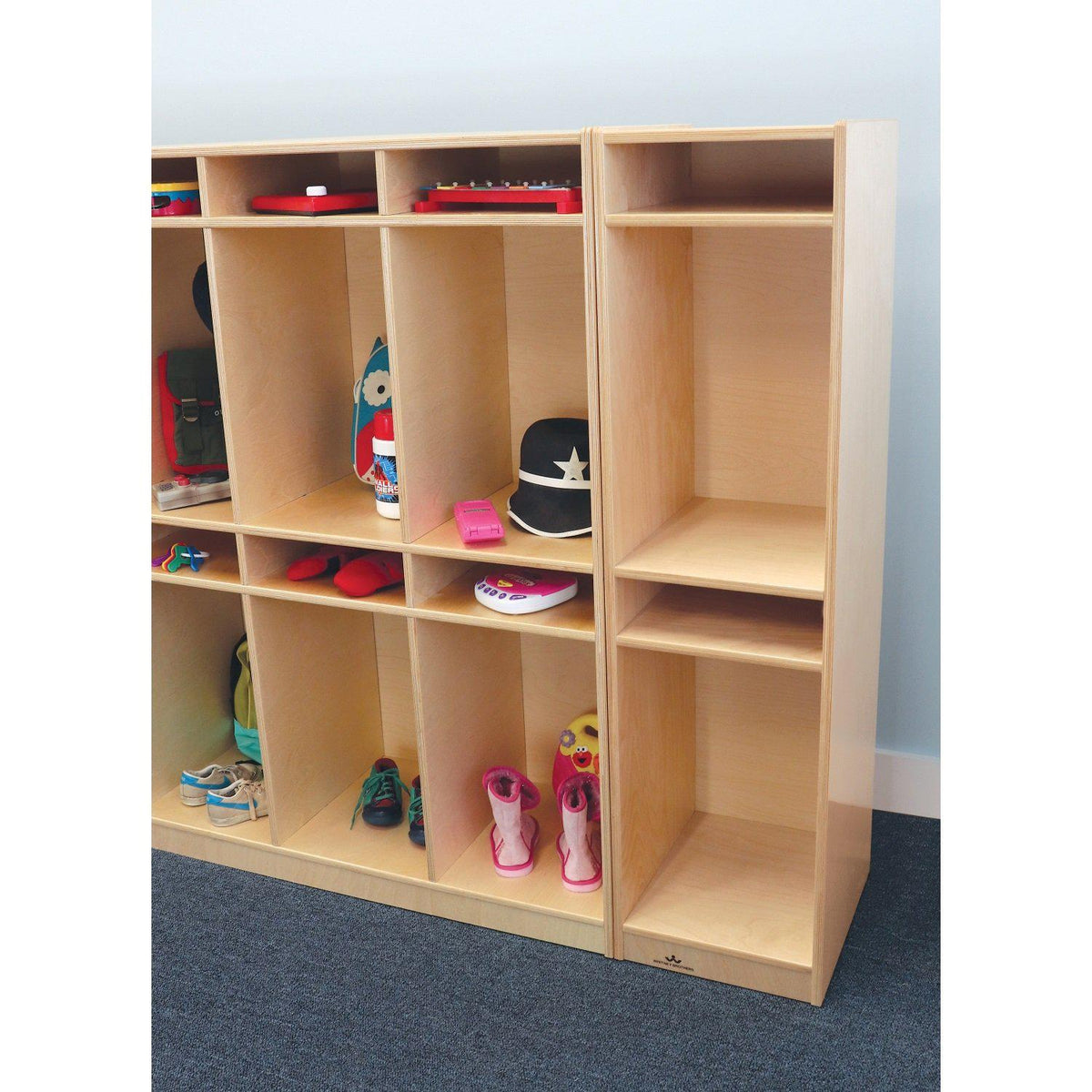 Single Two-Section Coat Locker with Cubby Storage Compartments