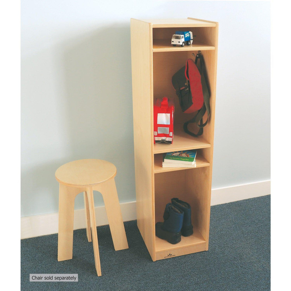 Single Two-Section Coat Locker with Cubby Storage Compartments