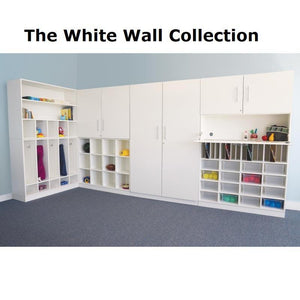 White Wall Collection 12 Cubby Backpack Storage Cabinet