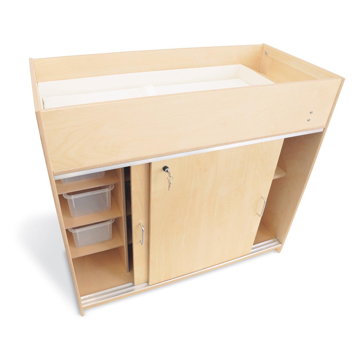 EZ Clean Birch Changing Cabinet with Trays