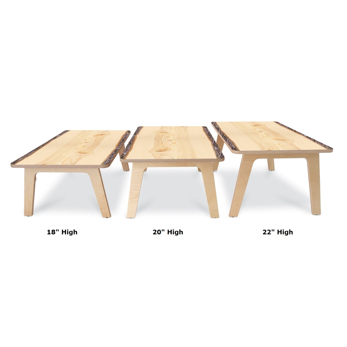 Nature View Live Edge Collection Rectangle Table, 22" High