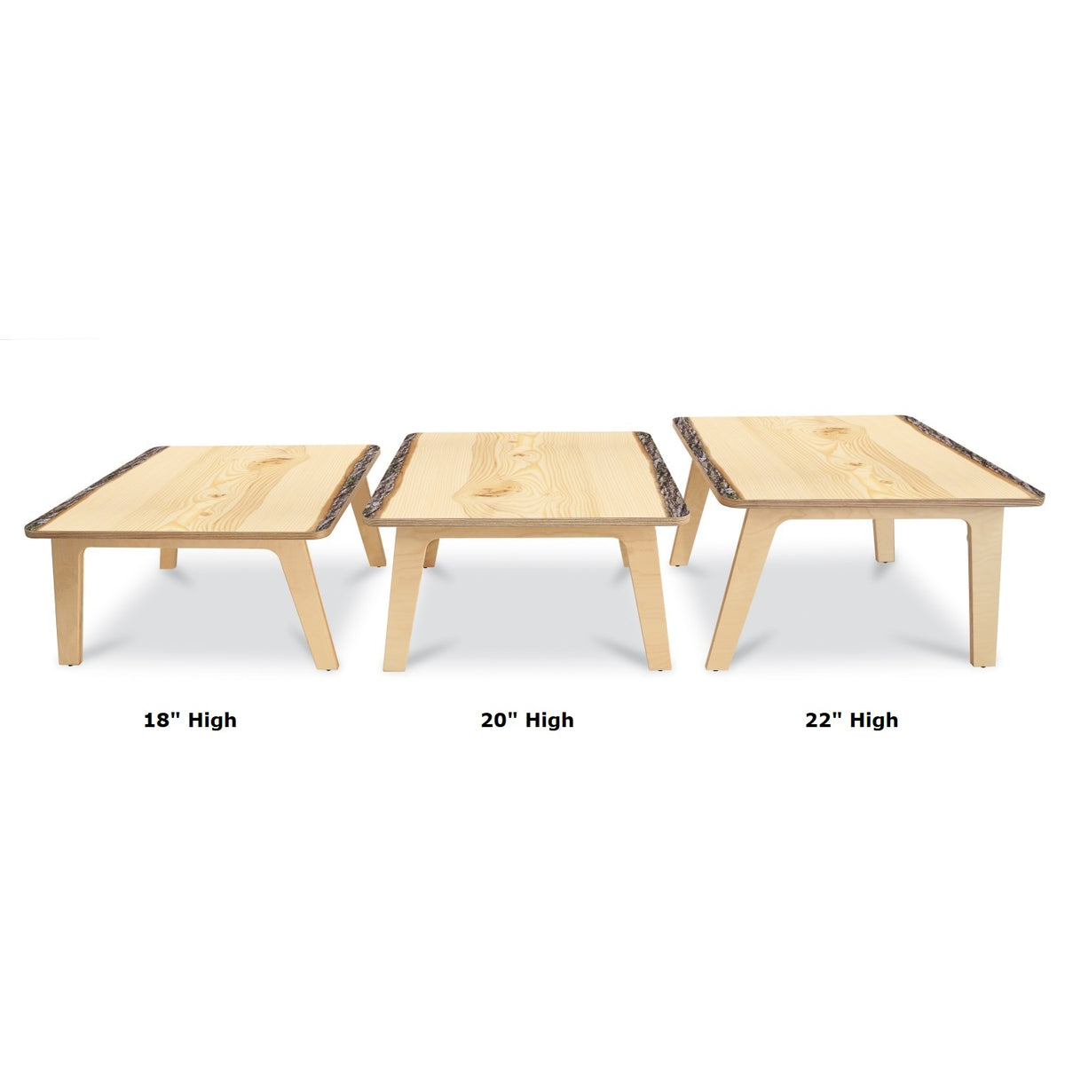 Nature View Live Edge Collection Square Table, 20" High