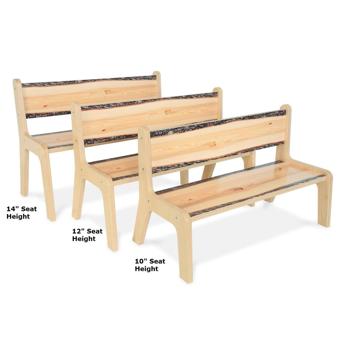 Nature View Live Edge Collection Bench, 14" Seat Height