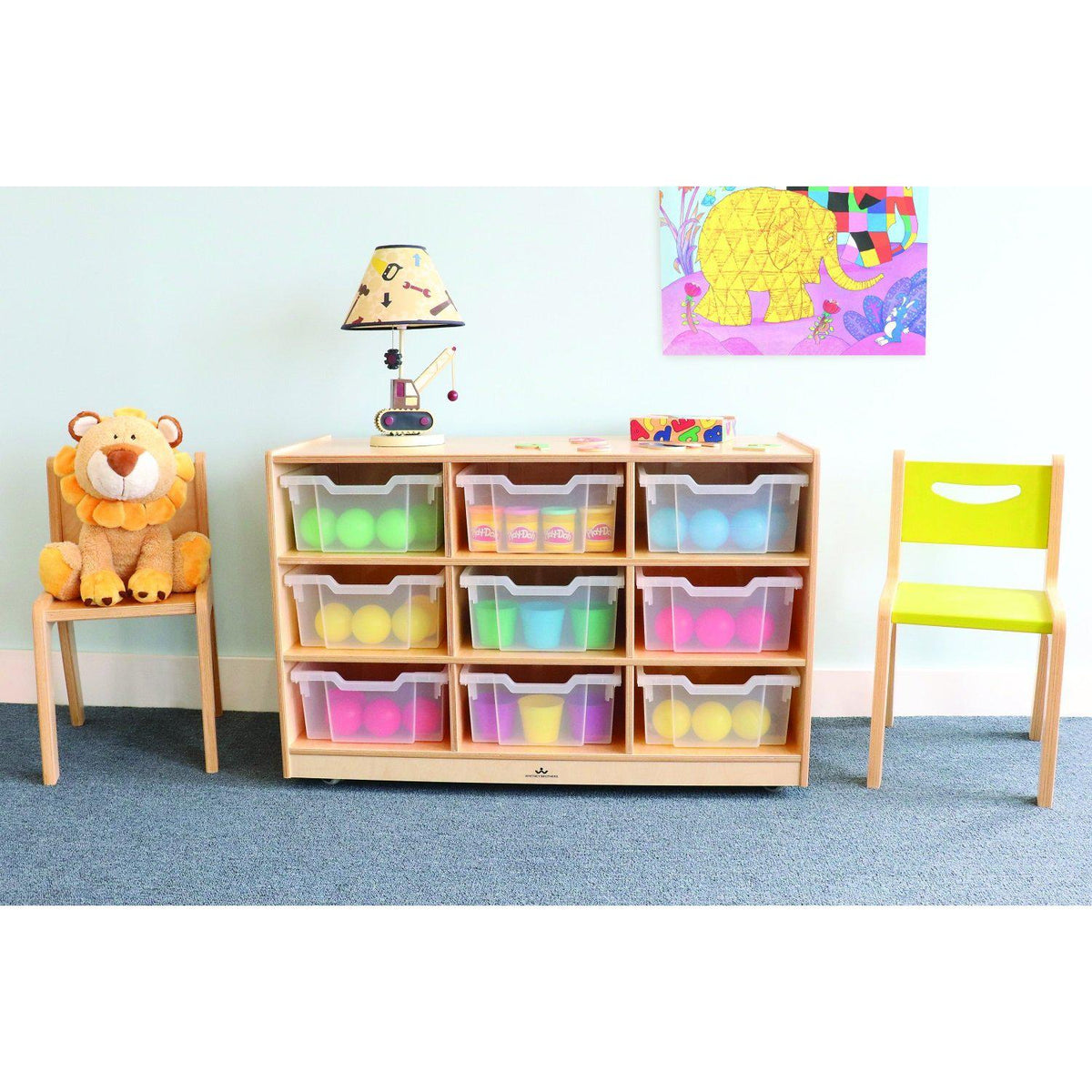 9 Tray Cubby Mobile Storage Cabinet with Gratnell Trays