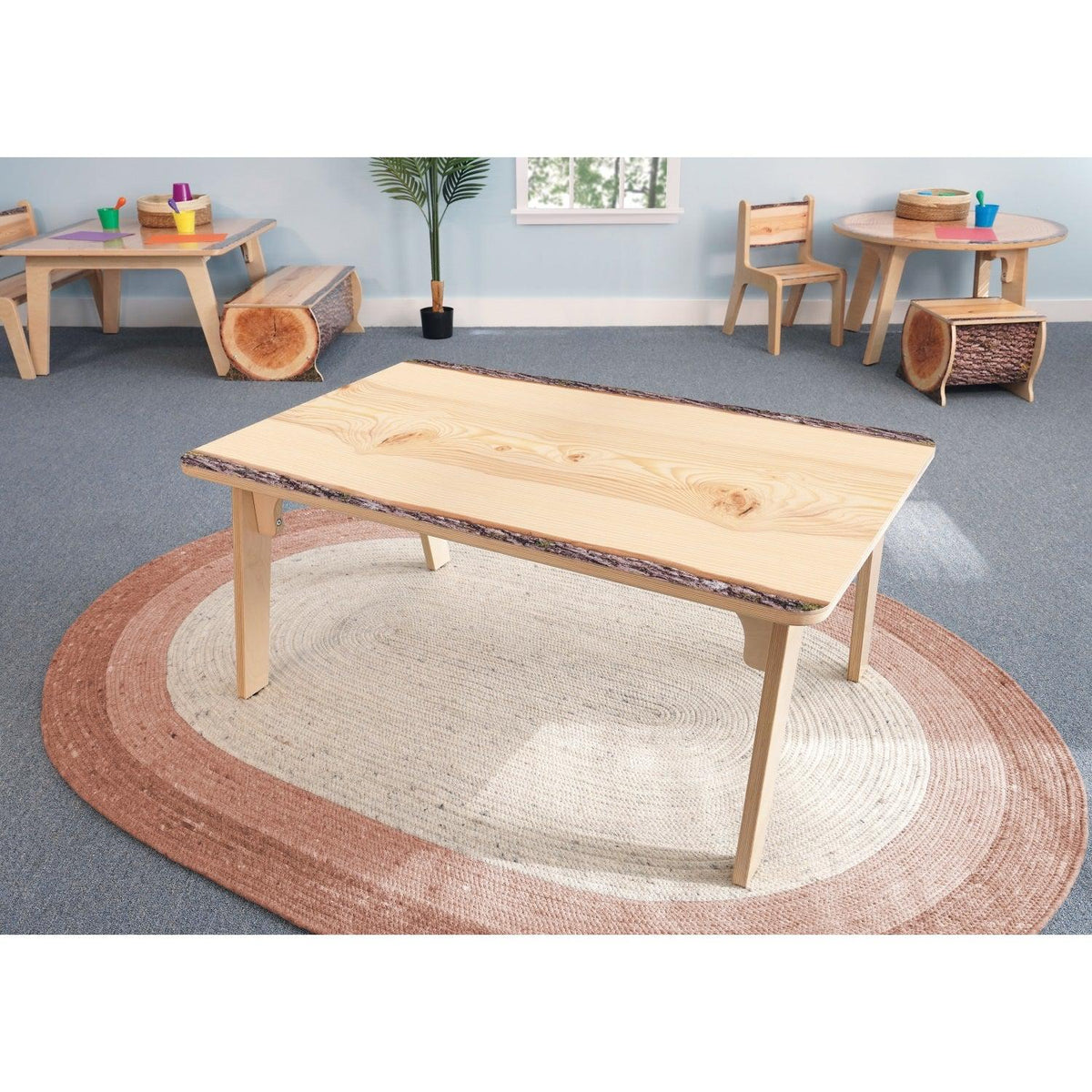 Nature View Live Edge Collection Rectangle Table, 18" High