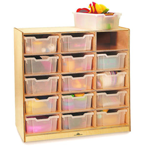 15 Tray Cubby Mobile Storage Cabinet with Gratnell Trays