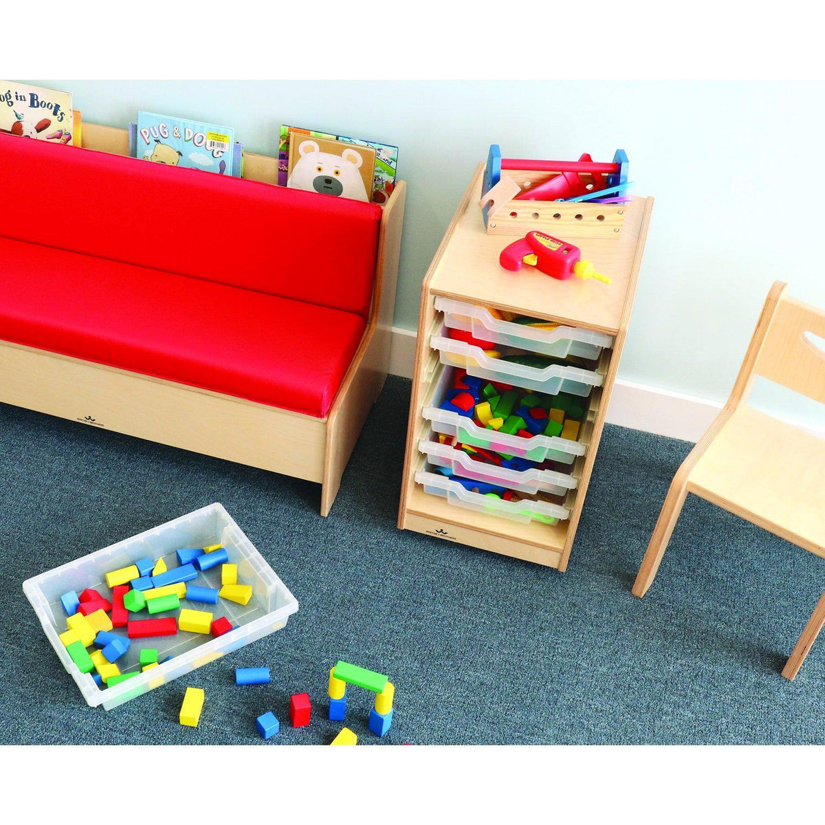 Clear Tray Single Column Mobile Storage Cabinet