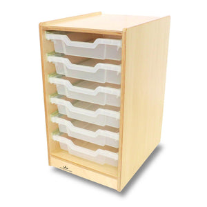 Clear Tray Single Column Mobile Storage Cabinet