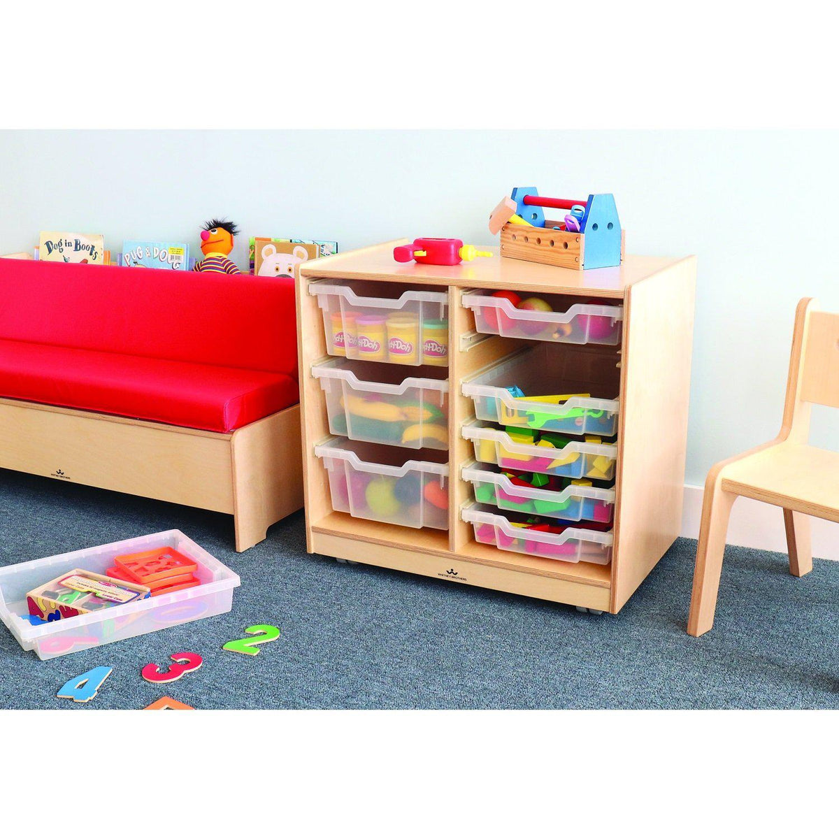 Clear Tray Double Column Mobile Storage Cabinet