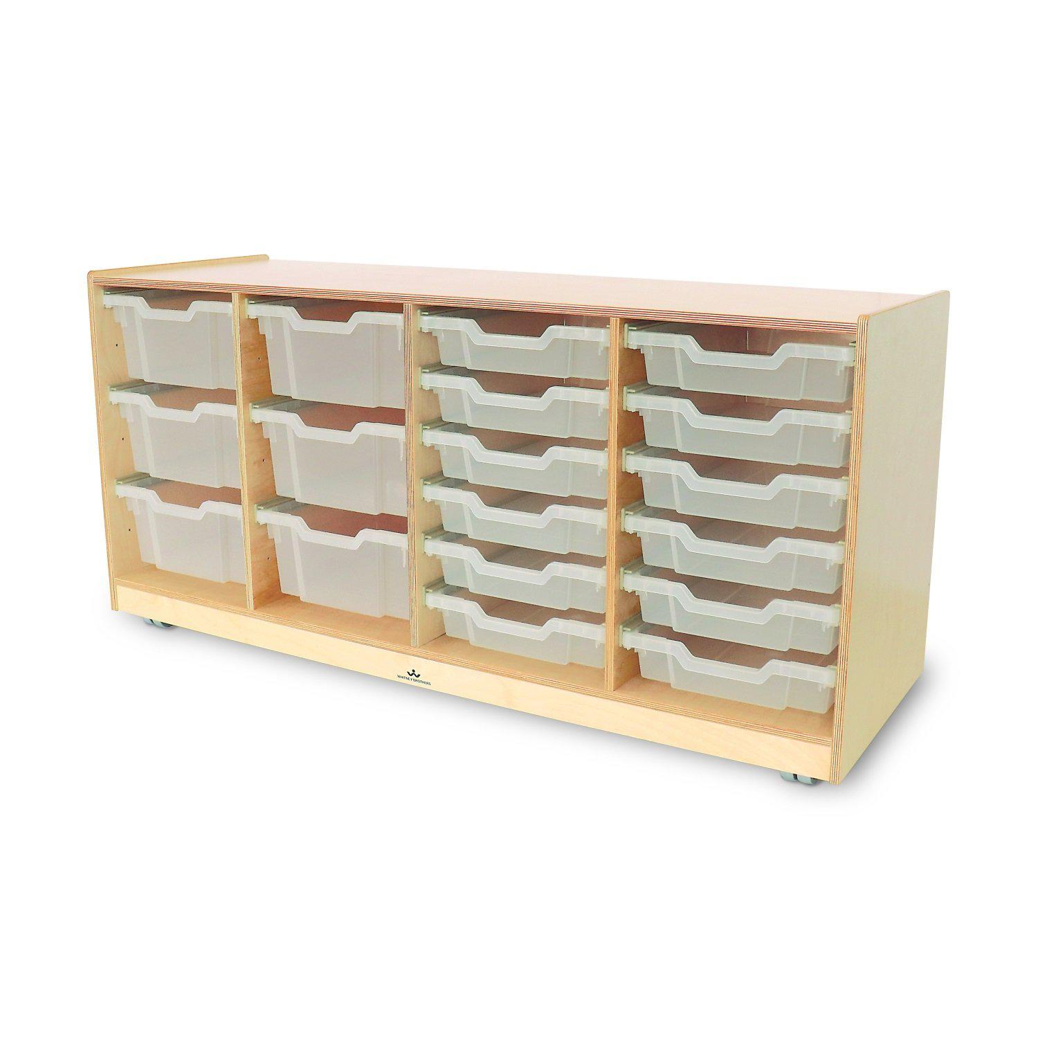 Clear Tray Quad Column Mobile Storage Cabinet