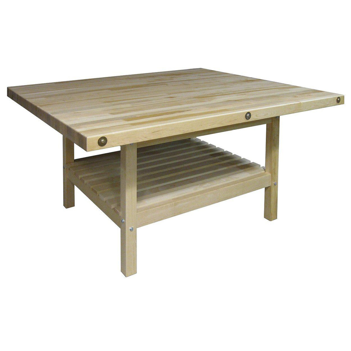 Heavy Duty Project Workbench, Lower Slatted Shelf, 2-1/4" x 54" x 64" Hard Maple Top