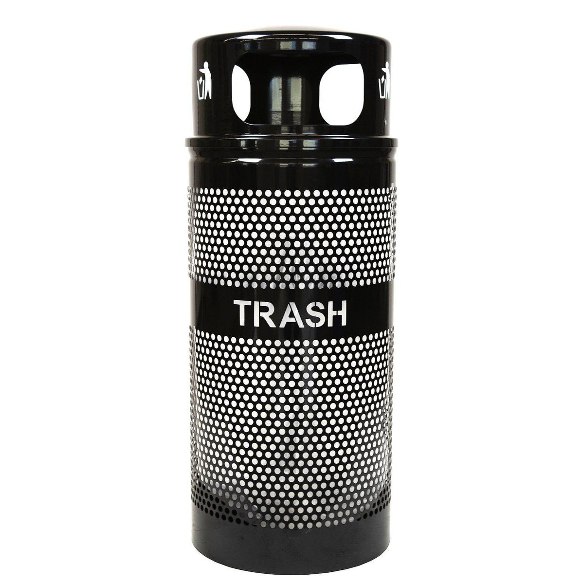 Landscape Series 34 Gallon Perforated Outdoor Trash Receptacle with Dome Top
