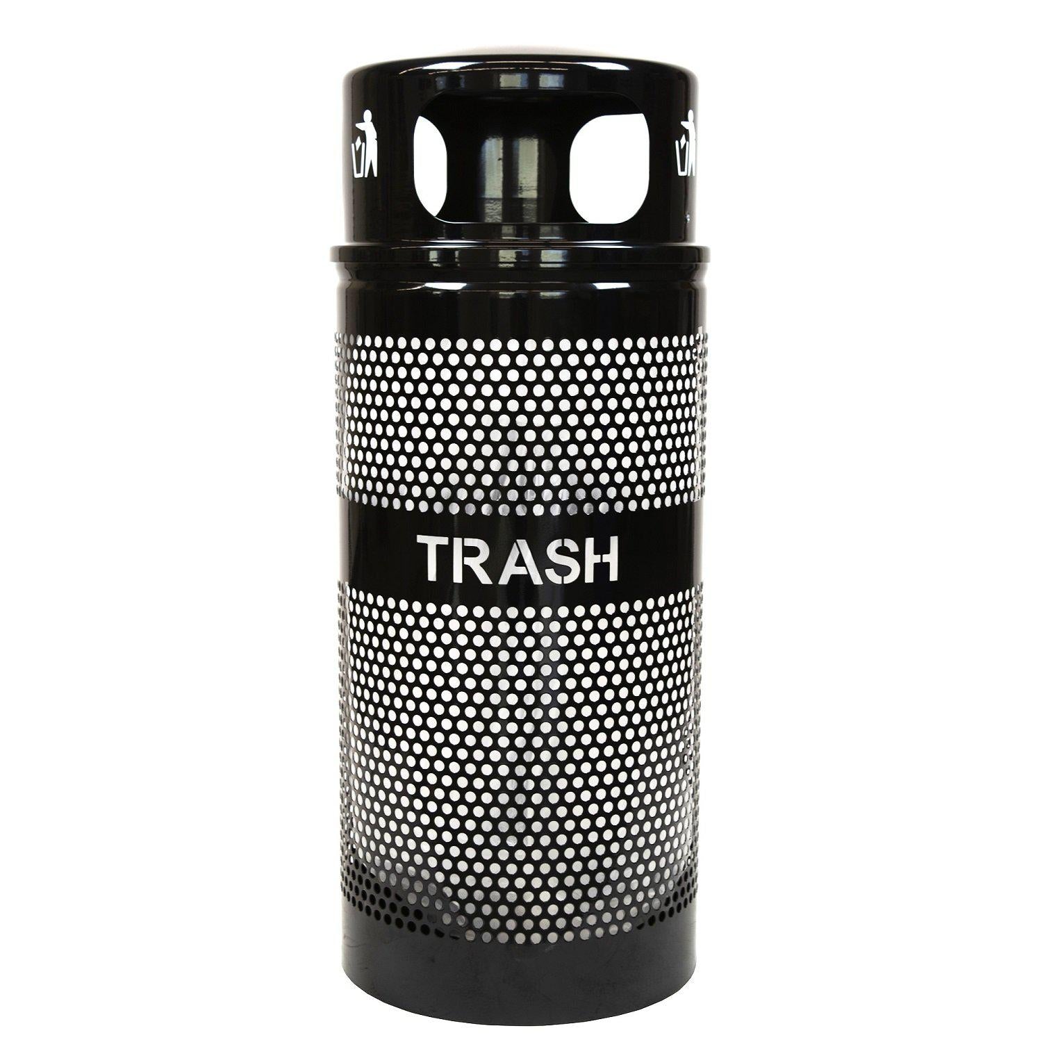 Landscape Series 34 Gallon Perforated Outdoor Trash Receptacle with Dome Top