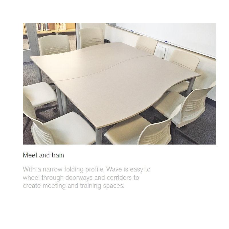 Muzo Kite® Wave Mobile Dry-Erase Flip-Top Folding/Nesting Table, Semi-Circle, 59" W x 32" D x 29" H