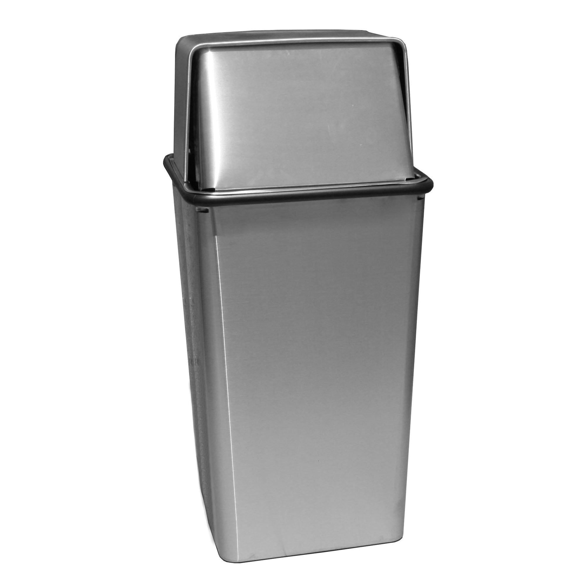 Waste Watcher Stainless Steel Push Top Waste Receptacle, 13 Gallon Capacity