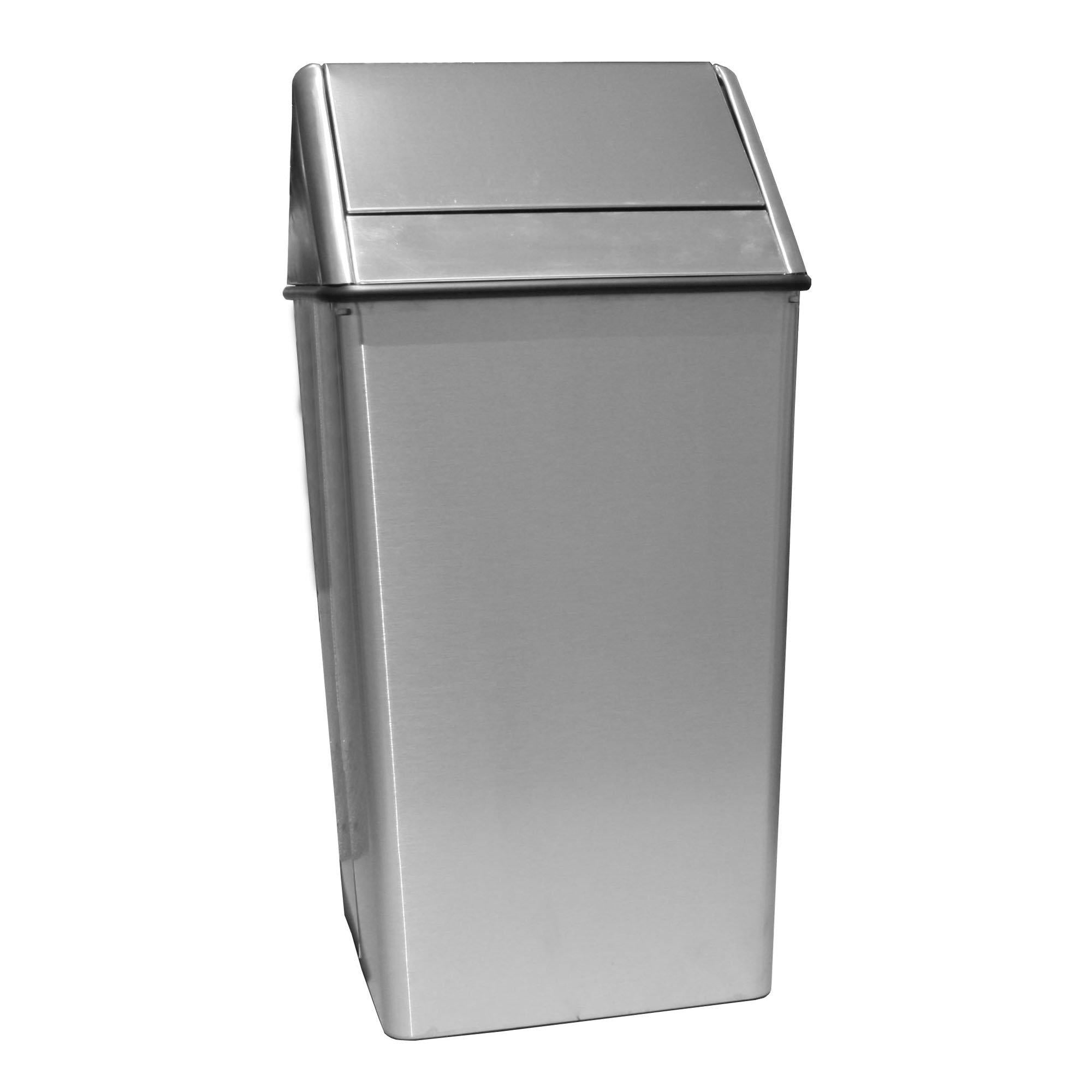 Waste Watcher Stainless Steel Swing Top Waste Receptacle, 36 Gallon Capacity