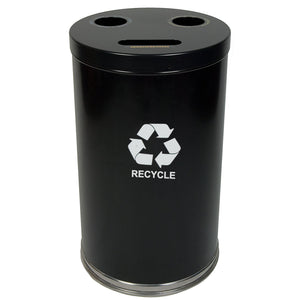 Emoti-Can Indoor Recycling Container, Three Openings, 34.5-Gallon Capacity