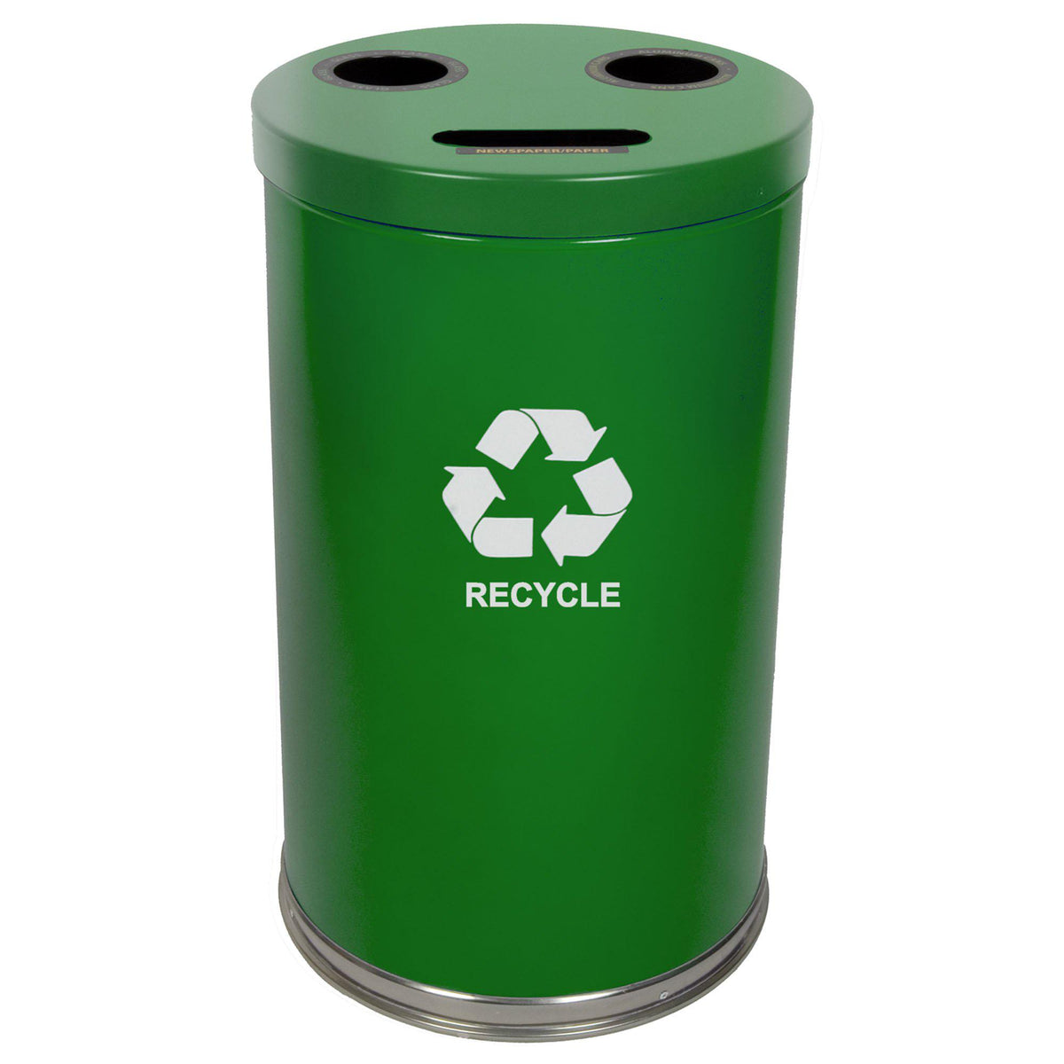 Emoti-Can Indoor Recycling Container, Three Openings, 34.5-Gallon Capacity