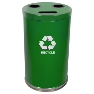Emoti-Can Indoor Recycling Container, Three Openings, 34.5-Gallon Capacity