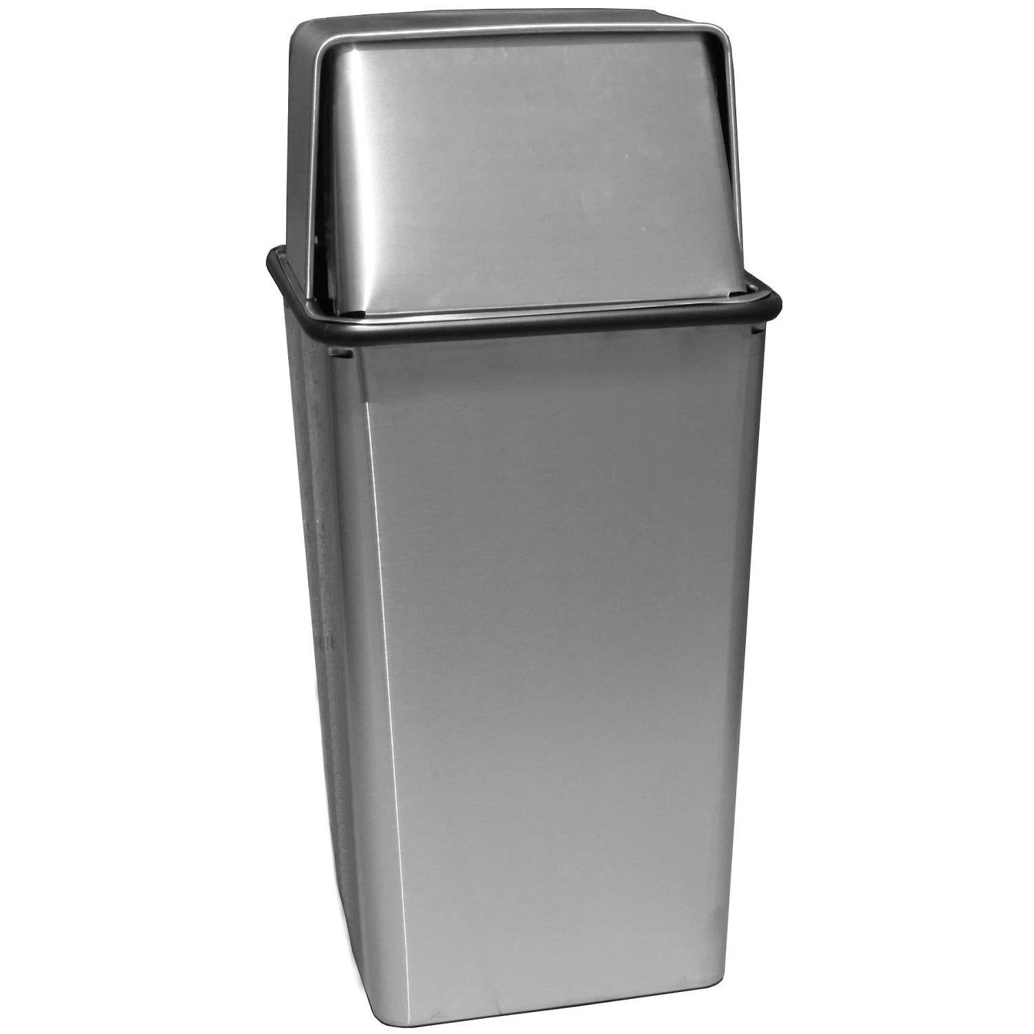 Waste Watcher Stainless Steel Push Top Waste Receptacle, 36 Gallon Capacity