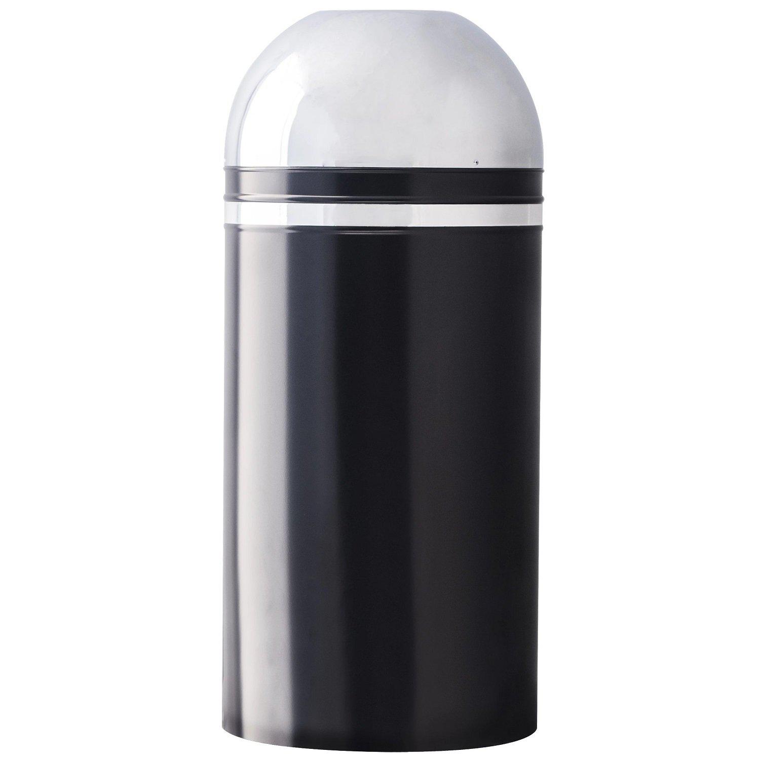 Monarch Series Open Dome Top Indoor Waste Receptacle, 15-Gallon Capacity, Black with Chrome Accents