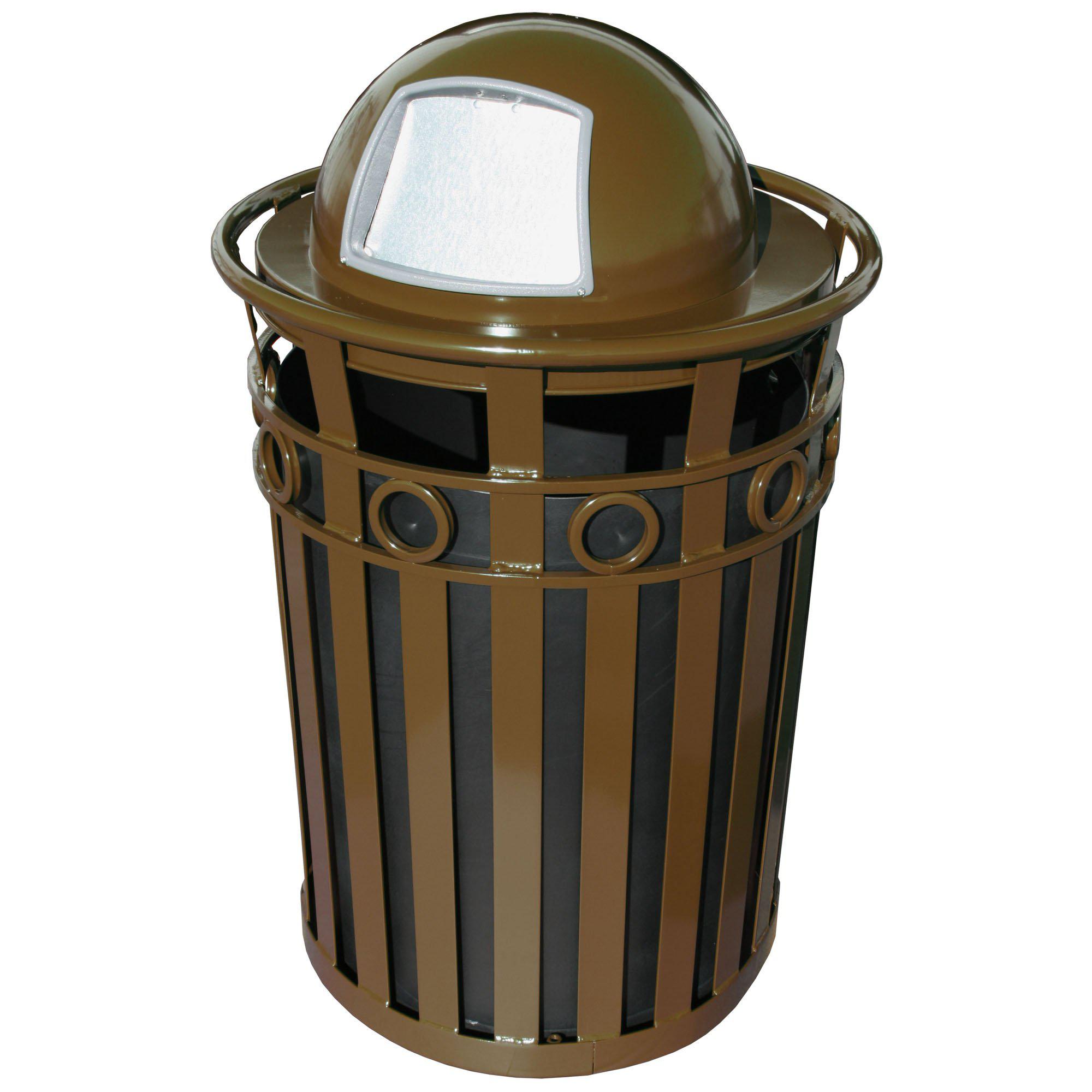 Oakley Collection Decorative Outdoor Trash Receptacle with Dome Top, 36-Gallon Capacity