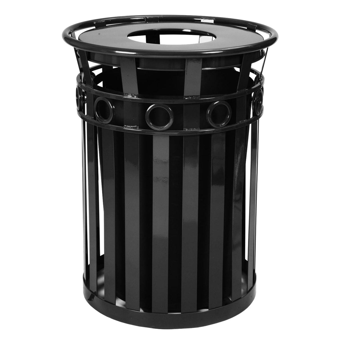 Oakley Collection Decorative Outdoor Trash Receptacle with Flat Top Lid, 36-Gallon Capacity