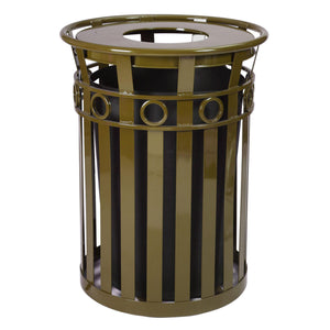 Oakley Collection Decorative Outdoor Trash Receptacle with Flat Top Lid, 36-Gallon Capacity