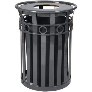 Oakley Collection Decorative Outdoor Trash Receptacle with Flat Top Lid, 36-Gallon Capacity