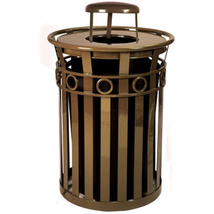 Oakley Collection Decorative Outdoor Trash Receptacle with Rain Cap, 36-Gallon Capacity