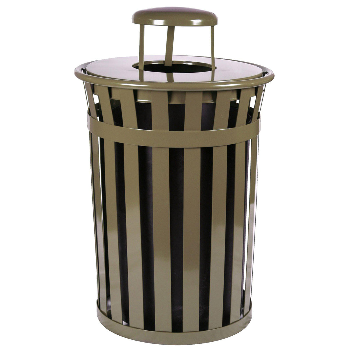 Oakley Collection Large Capacity Outdoor Trash Receptacle with Rain Cap Top, 50-Gallon Capacity