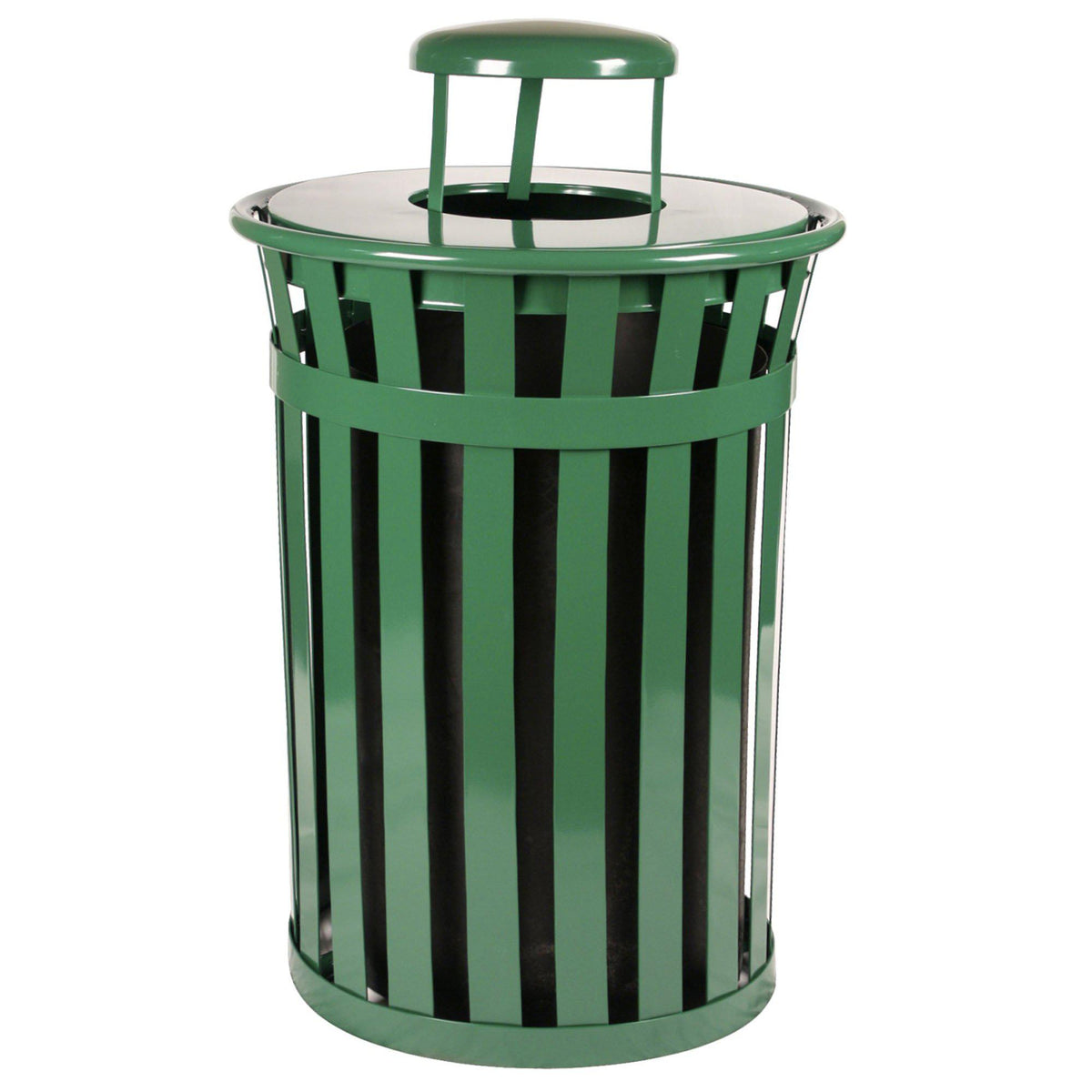 Oakley Collection Large Capacity Outdoor Trash Receptacle with Rain Cap Top, 50-Gallon Capacity