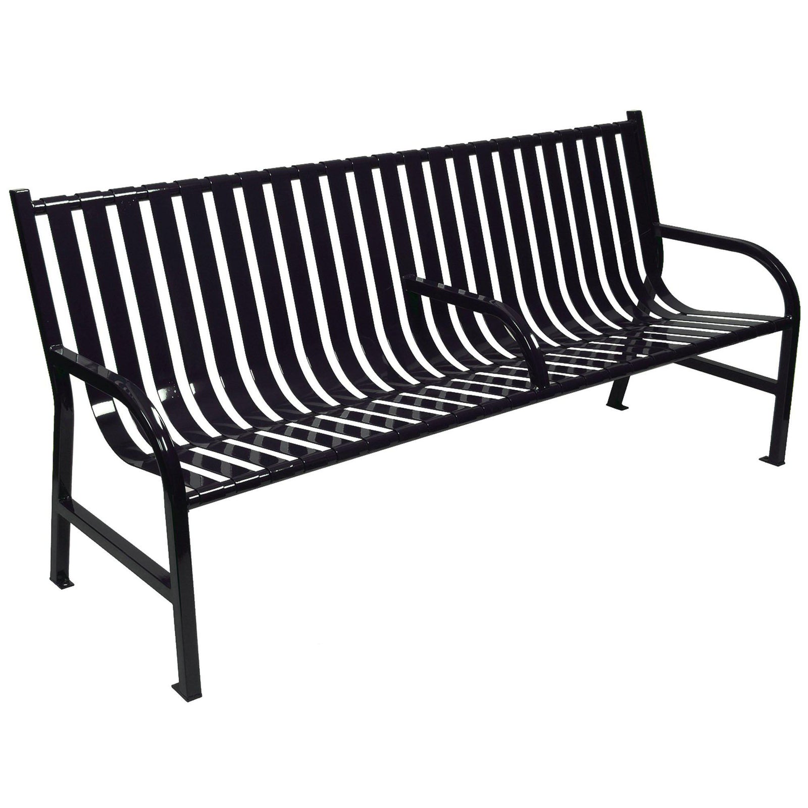 Oakley Collection Slatted Outdoor Bench with Center Arm, 72" L