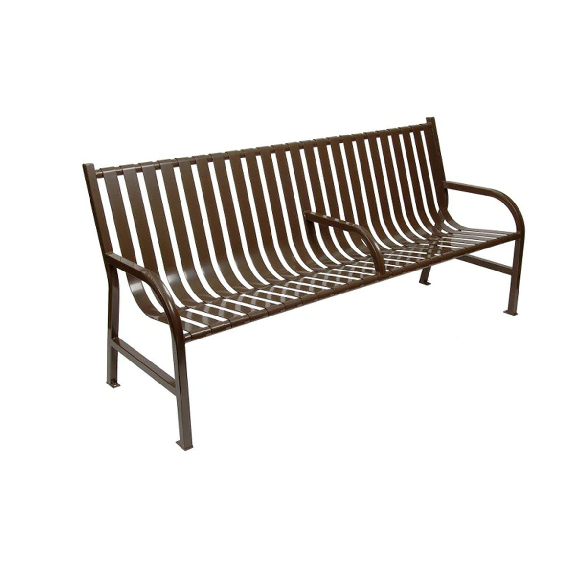 Oakley Collection Slatted Outdoor Bench with Center Arm, 72" L